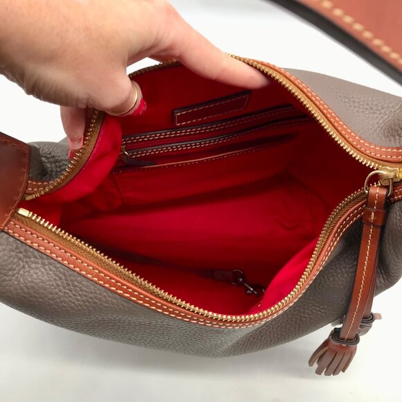 Dooney & Bourke Gray Pebbled Grain Leather Paige Sac Shoulder Bag - Picture 10 of 11